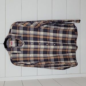 Wrangler Men's Checkered Button Down Shirt - Navy, Tan, White